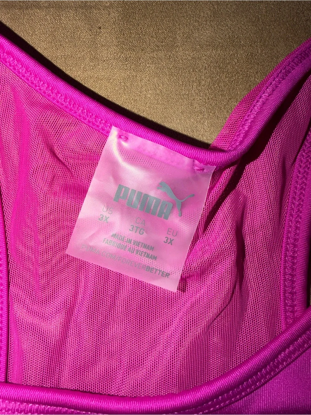 Puma Hot Pink Racerback Sports Bra with Logo